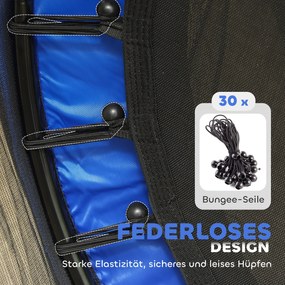 HOMCOM Trampolina dla Dzieci, Ø140 cm, z Siatką Bezpieczeństwa, do Wnętrz i na Zewnątrz, Stal, Plastik, Obciążenie do 50 kg, Niebieska