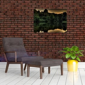 Obraz jeziora przy lesie (70x50 cm)