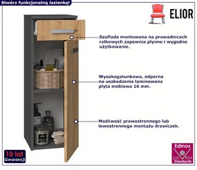 Szafka łazienkowa z szufladą dąb artisan + antracyt - Ksaleo 3X