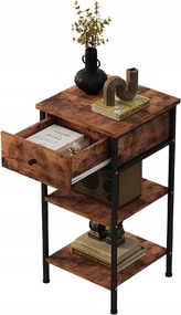 Stolik nocny komoda szafka z szufladą półką retro brąz industrialny loft