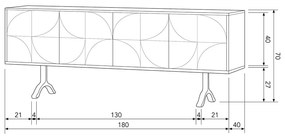 Ciemnobrązowa szafka pod TV z litego drewna mango 180x70x40 cm Draw – WOOOD