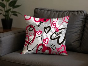 Poliestrowo-bawełniana poszewka na poduszkę STREET LOVE POLY 45x45 cm, szara