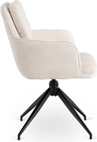 Krzesło Tapicerowane Obrotowe do Salonu AKITA Kremowe Sztruksowe Nowoczesne