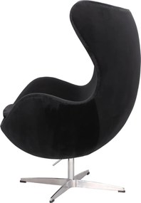 Designerski fotel uszak Jajo Velvet na srebrnej podstawie, insp. Egg