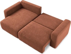 Rozkładany/ze schowkiem narożnik z tkaniny szenilowej (lewostronny/z szezlongiem) w kolorze terakoty Kona – Makamii