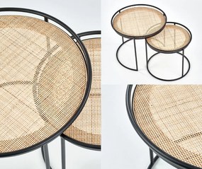 Zestaw 2 stolików pomocniczych z rattanowymi blatami Manado