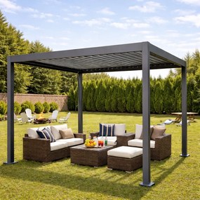 Pergola ogrodowa lamelowa 3x3 m antracyt XT-3653S regulowany dach