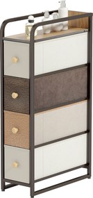 HOMCOM Komoda z 4 tkaninowymi szufladami, szafka do przechowywania ze stalową ramą, 20 x 47 x 84,5 cm, wielobarwna | Aosom PL