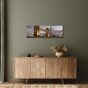 Obraz - Tower Bridge nocą (z zegarem) (90x30 cm)