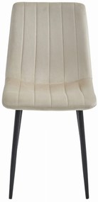 PROMOCJA Beżowe aksamitne krzesło LAVA z czarnymi nogami II. jakość