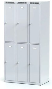 Alfa 3 Metalowa szafka skrytkowa S6, 6 schowków, 1800 x 900 x 500 mm, zamek obrotowy, drzwi szare