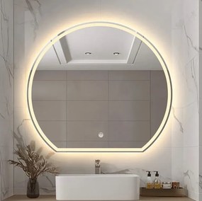 LUSTRO LED FI50cm X02 WŁĄCZNIK DOTYKOWY PIASKOWANE ŁAZIENKOWE Z PODŚWIETLENIEM