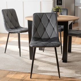 Krzesło Tapicerowane do Salonu ROBIN Szare Welurowe Nowoczesne Loft