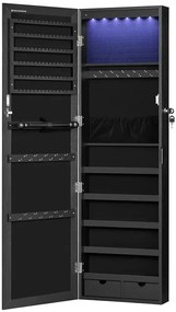 Czarna szafka na biżuterię z lustrem na drzwi F5-P77