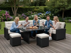 Komplet mebli ogrodowych z technorattanu (Duży narożnik + wysoki stół) BOSCO czarny OUTLET