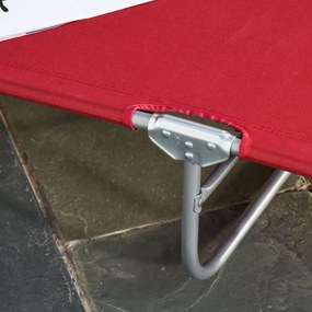 Outsunny Leżak Słoneczny, Składany, Regulowane Oparcie, Rama z Nierdzewnej Stali, 180 x 55 x 24, Bordowy