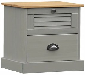 Szara drewniana szafka nocna z 2 szufladami R1-H45