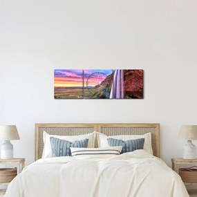 Obraz - Wodospad Seljalandsfoss (z zegarem) (90x30 cm)