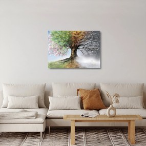 Obraz na szkle - Drzewo czterech pór roku (70x50 cm)