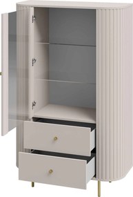 Witryna BOLLA 155 x 97,4 cm, Stojąca witryna do Salonu, Odcienie beżu