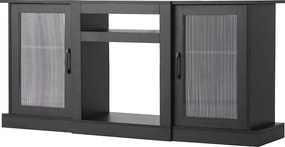 Szafka TV SucceBuy na Telewizory do 165 cm, Nowoczesna Drewniana Podstawa z Oświetleniem LED, Regulowane Drzwi i Półki, Rozwiązanie do Przechowywania