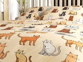 PrzytulneMieszkanie.pl PrzytulneMieszkanie.pl Pościel z mikropluszu COLORED CATS w kolorze kremowym Rozmiar pościeli: 70 x 90 cm | 140 x 200 cm
