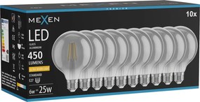 Mexen Vintis 10x żarówka filament LED E27, G95, 6W, Ciepła - 2200K, 450 lm, smoke - L157-E27-0622-70x10