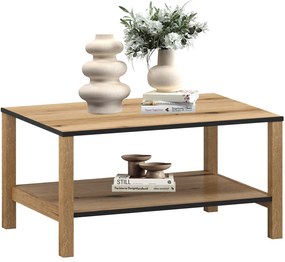 Ława Drewniana Prostokątna do Salonu VERVE 80 cm Dąb Evok Klasyczna Loft
