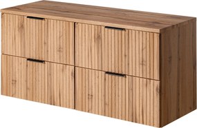 Szafka wisząca podwójna podumywalkowa w kolorze naturalnego drewna 120 x 46 cm ASTROS Light Oak z blatem