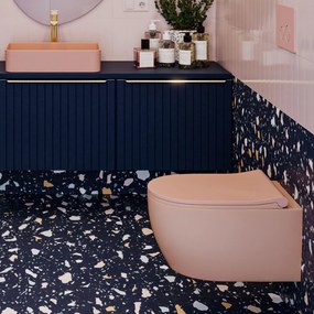 Massi Miska WC wisząca rimless różowa LERA pink z deską wolnoopadającą typu Slim