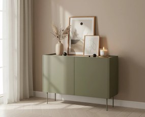 Komoda Desin 120 cm z metalowymi nogami - oliwka / dąb nagano