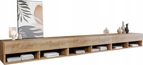 Nowoczesna szafka RTV 300 cm – bezuchwytowa, w kolorze kasztan, matowa, stojąca lub wisząca