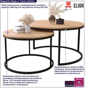 Zestaw 2 Okrągłych Stolików W Stylu Loft Dąb Craft Złoty P8-A69