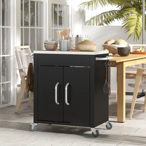 Homcom Wózek do grilla - wózek na grill, mały wózek na grill, duży wózek na grill, wózek na grill dla ogrodu, Stal Szlachetna Czarny | Aosom PL