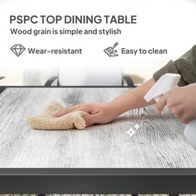 Outsunny 7-częściowy Zestaw Stołowy, 6 Krzeseł, 1 Stół, Składane, Łatwy w Czyszczeniu, Rama Stalowa, Meble Ogrodowe, Szary