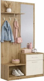 Garderoba z lustrem do przedpokoju dąb artisan + kaszmir A6-C32