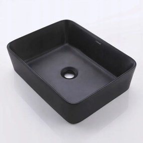 Umywalka nablatowa ceramiczna matowa czarna stawiana na blat prostokątna