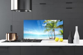 Szkło do Kuchni na Ścianę Egzotyczna Plaża Pod Palmą