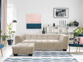 3-osobowa prosta designerska sofa z tkaniny szenilowej "Foch" - beżowa