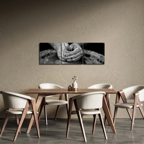 Obraz czarno-biały - garncarstwo (z zegarem) (90x30 cm)
