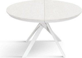 Stół okrągły biały jesion, białe metalowe nogi 120-170cm - PANTELLERIA