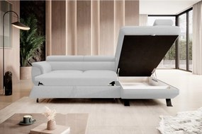 Narożnik RAVEN L Prawostronny wolnostojący z funkcją spania tkanina ARAGON 01 Biały WERSAL