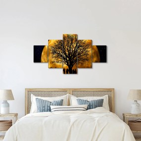 Obraz księżyca i sylwetki (125x70 cm)