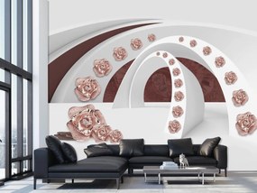 Fototapeta - Łuki 3D z kwiatami (196x136 cm)