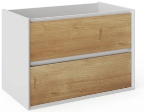 Szafka pod umywalkę wisząca naturalny i biały - 80 cm - LANNICK