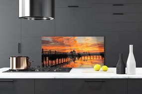 Szkło Dekoracyjne do Kuchni Most Wiszący Nad Oceanem