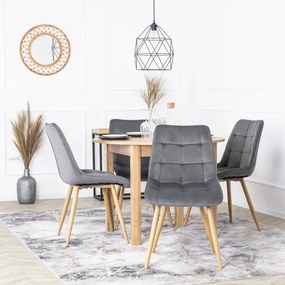 Krzesło Tapicerowane do Salonu RODRI Szare Welurowe Nowoczesne Loft