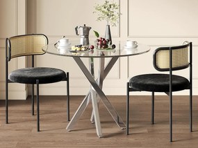 Okrągły stół jadalniany 80×80×75 cm - blat ze szkła hartowanego - nogi ocynkowane - srebrny