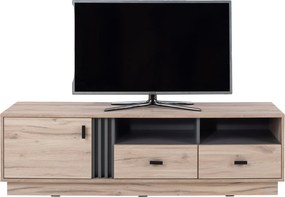 Szafka RTV stojąca PUNTO 155 cm do Salonu pod Telewizor 2 Szuflady - Dąb