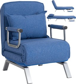Fotel Rozkładany BART Wypoczynkowy Niebieski do Spania Leżanka Nowoczesny